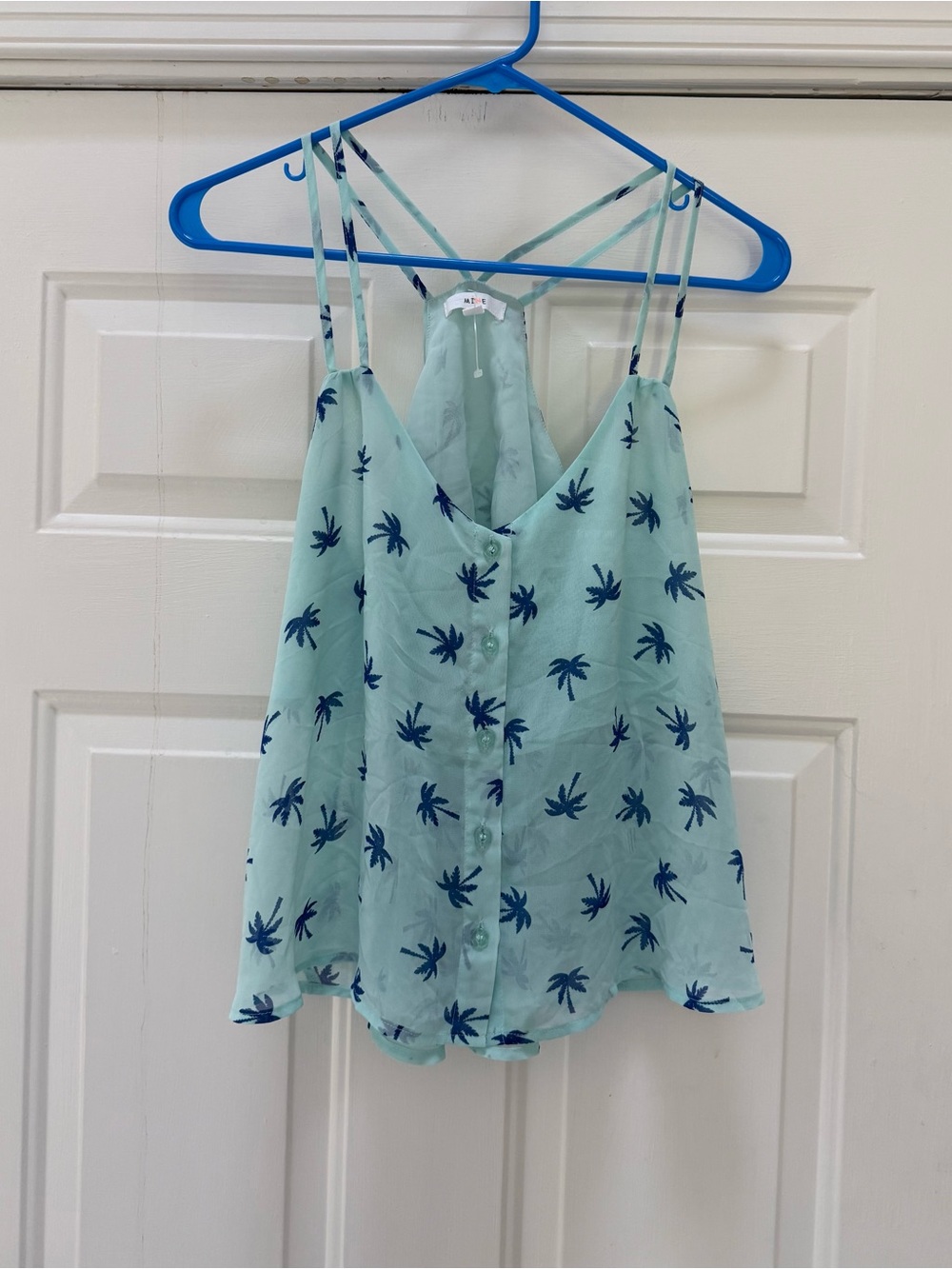 NWOT Mine Aqua Palm Print Cami Top